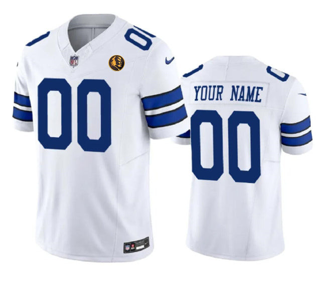 Dallas Cowboys Active Player Custom White 2023 FUSE With John Madden Patch Vapor Limited Stitched 2 Jersey