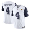 Dallas Cowboys #4 Dak Prescott White 2023 FUSE With John Madden Patch Vapor Jersey
