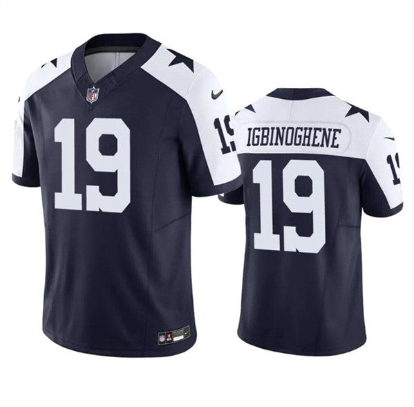 Dallas Cowboys #19 Noah Igbinoghene Navy White 2023 FUSE Vapor Limited Football Stitched Jersey