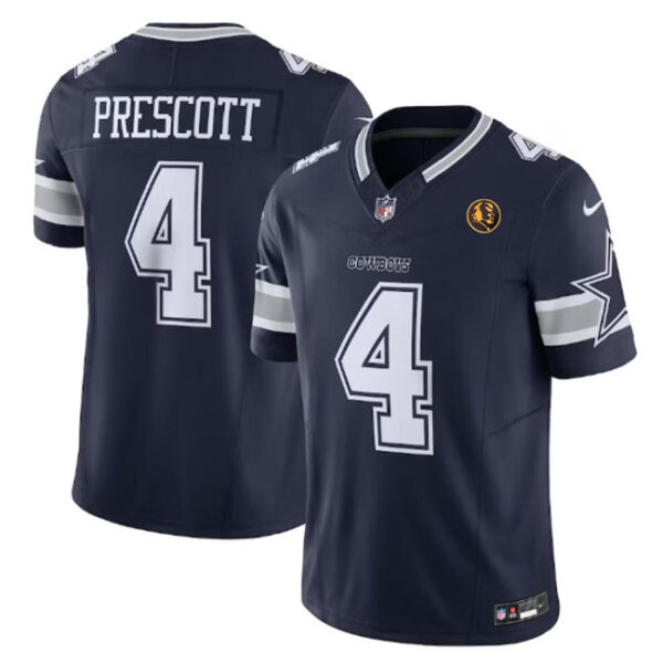 Dallas Cowboys #4 Dak Prescott Navy 2023 FUSE With John Madden Patch Vapor 2 Jersey