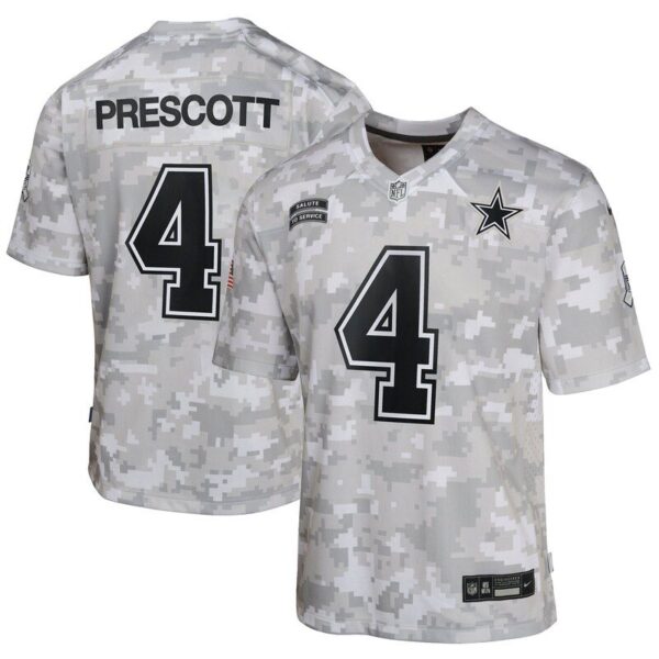 Dak Prescott Dallas Cowboys Youth 2024 Salute To Service Game Jersey Arctic Camo