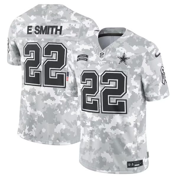 Dallas Cowboys #22 Emmitt Smith Arctic Camo 2024 FUSE Salute To Service Limited Football Stitched Jersey