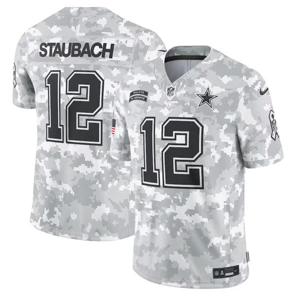 Dallas Cowboys #12 Roger Staubach Arctic Camo 2024 FUSE Salute To Service Limited Football Stitched Jersey