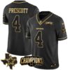 Men’s Cowboys 2023 NFC East Champions Patch Gold Vapor Jersey – All Stitched – Black Gold – Dak Prescott