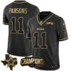 Men’s Cowboys 2023 NFC East Champions Patch Gold Vapor Jersey – All Stitched – Black Gold – Micah Parsons