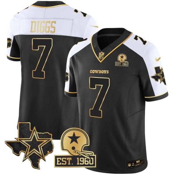 Men’s Cowboys Texas Patch Gold Vapor Jersey – All Stitched – Alternate – Trevon Diggs
