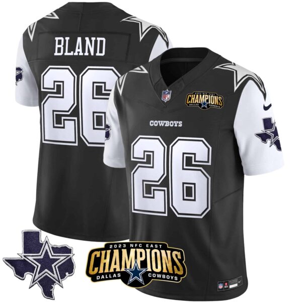 Men’s Cowboys 2023 NFC East Champions Patch Vapor Jersey – All Stitched – Black – DaRon Bland