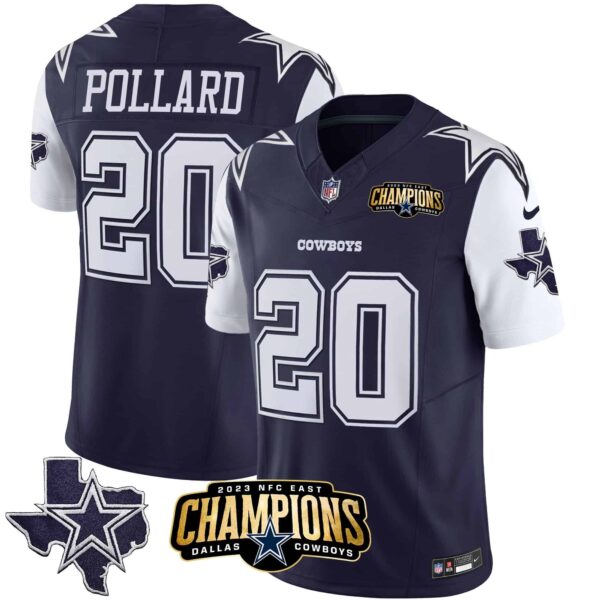 Men’s Cowboys 2023 NFC East Champions Patch Vapor Jersey – All Stitched – Navy – Tony Pollard