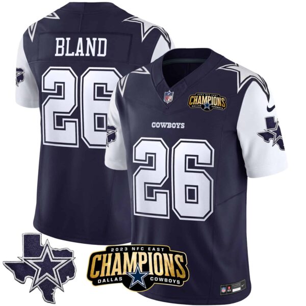 Men’s Cowboys 2023 NFC East Champions Patch Vapor Jersey – All Stitched – Navy – DaRon Bland