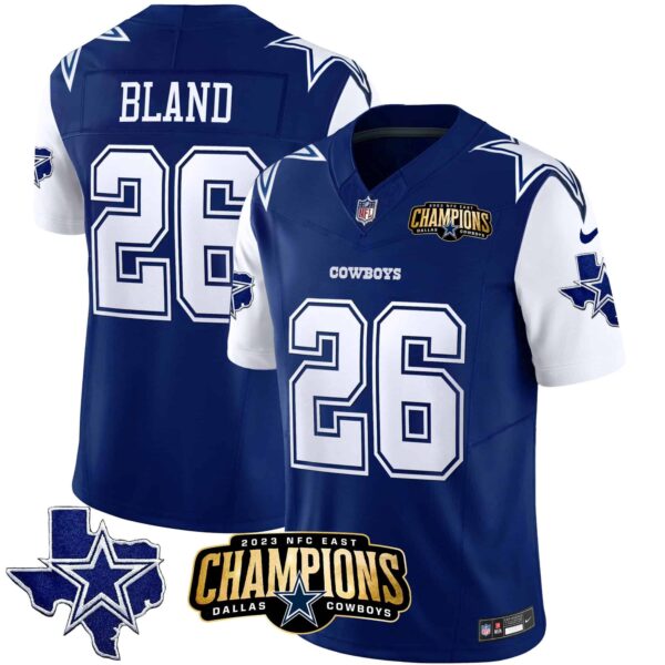 Men’s Cowboys 2023 NFC East Champions Patch Vapor Jersey – All Stitched – Royal – DaRon Bland