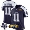 Men’s Cowboys 2023 NFC East Champions Patch Vapor Jersey – All Stitched – Alternate Navy – Micah Parsons