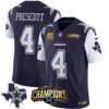Men’s Cowboys 2023 NFC East Champions Patch Vapor Jersey – All Stitched – Navy – Dak Prescott