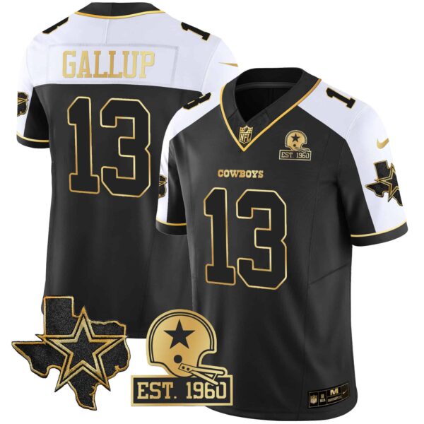 Men’s Cowboys Texas Patch Gold Vapor Jersey – All Stitched – Alternate – Michael Gallup