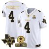 Men’s Cowboys Texas Patch Gold Vapor Jersey – All Stitched – White Gold – Dak Prescott