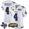Men’s Cowboys 2023 NFC East Champions Patch Vapor Jersey – All Stitched – White – Dak Prescott