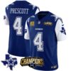 Men’s Cowboys 2023 NFC East Champions Patch Vapor Jersey – All Stitched – Royal – Dak Prescott