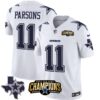 Men’s Cowboys 2023 NFC East Champions Patch Vapor Jersey – All Stitched – White – Micah Parsons