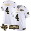 Men’s Cowboys 2023 NFC East Champions Patch Gold Vapor Jersey – All Stitched – White Gold – Dak Prescott