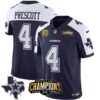 Men’s Cowboys 2023 NFC East Champions Patch Vapor Jersey – All Stitched – Alternate Navy – Dak Prescott