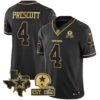 Men’s Cowboys Texas Patch Gold Vapor Jersey – All Stitched – Black Gold – Dak Prescott
