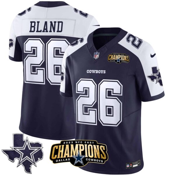 Men’s Cowboys 2023 NFC East Champions Patch Vapor Jersey – All Stitched – Alternate Navy – DaRon Bland