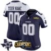 Cowboys 2023 NFC East Champions Patch Vapor Custom Jersey – All Stitched – Women – Alternate Navy