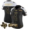 Women’s Cowboys 2023 NFC East Champions Patch Gold Vapor Jersey – All Stitched – Alternate Gold – Dak Prescott