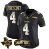 Women’s Cowboys 2023 NFC East Champions Patch Gold Vapor Jersey – All Stitched – Black Limited – Dak Prescott