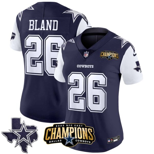 Women’s Cowboys 2023 NFC East Champions Patch Vapor Jersey – All Stitched – Navy – DaRon Bland