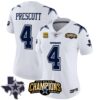 Women’s Cowboys 2023 NFC East Champions Patch Vapor Jersey – All Stitched – White – Dak Prescott