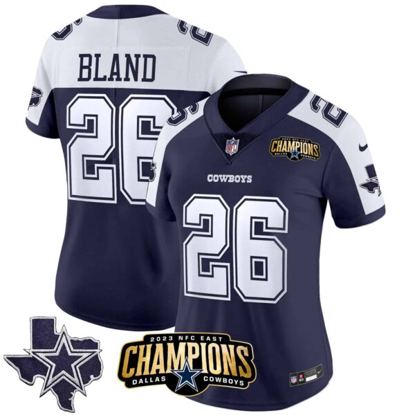 Women’s Cowboys 2023 NFC East Champions Patch Vapor Jersey – All Stitched – Alternate Navy – DaRon Bland