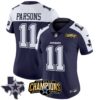 Women’s Cowboys 2023 NFC East Champions Patch Vapor Jersey – All Stitched – Alternate Navy – Micah Parsons
