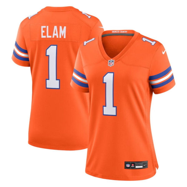 Denver Broncos #1 Jason Elam Mile High Collection 1977 Throwback Retired Player Game Jersey – Orange
