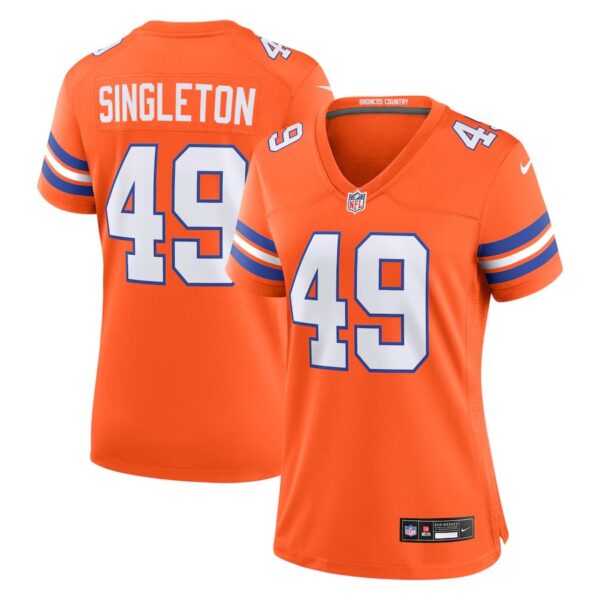 Denver Broncos #49 Alex Singleton Mile High Collection 1977 Throwback Player Game Jersey – Orange