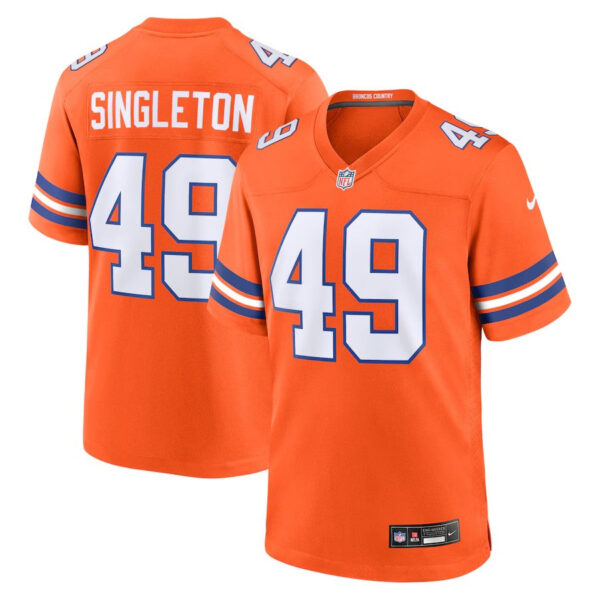 Denver Broncos #49 Alex Singleton Mile High Collection 1977 Throwback Player Game Jersey – Orange 1