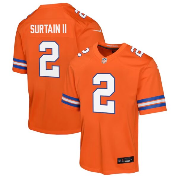 Denver Broncos #2 Patrick Surtain II Mile High Collection 1977 Throwback Game Jersey – Orange