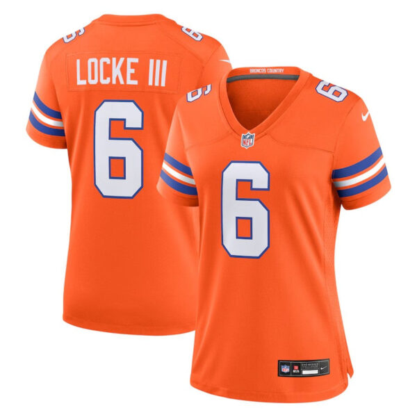 Denver Broncos #6 PJ Locke III Mile High Collection 1977 Throwback Player Game Jersey – Orange