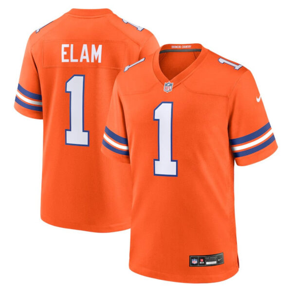 Denver Broncos #1 Jason Elam Mile High Collection 1977 Throwback Retired Player Game Jersey – Orange 1