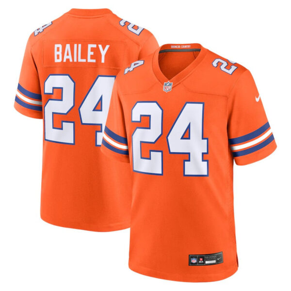 Denver Broncos #24 Champ Bailey Mile High Collection 1977 Throwback Retired Player Game Jersey – Orange 1