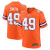 Denver Broncos #49 Dennis Smith Mile High Collection 1977 Throwback Retired Player Game Jersey – Orange 1