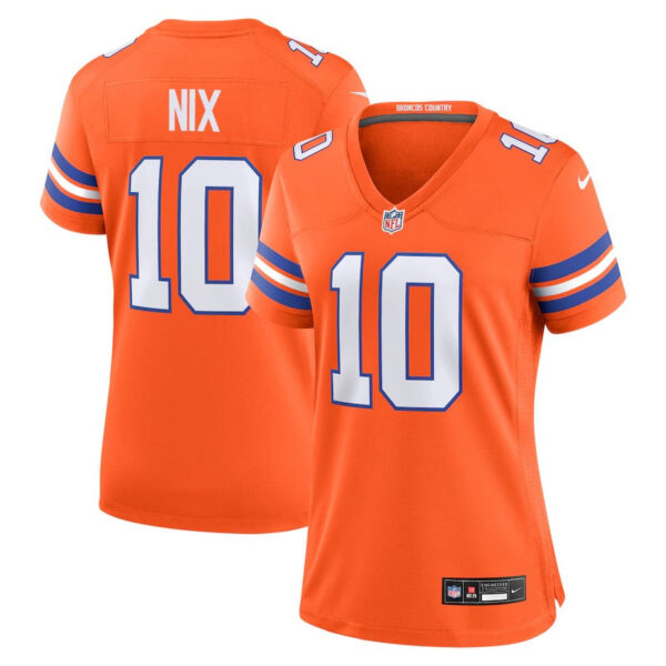 Denver Broncos #10 Bo Nix Mile High Collection 1977 Throwback Player Game Jersey – Orange
