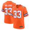 Denver Broncos #33 Javonte Williams Mile High Collection 1977 Throwback Player Game Jersey – Orange 1