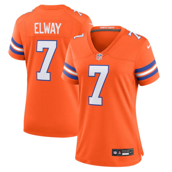 Denver Broncos #7 John Elway Mile High Collection 1977 Throwback Player Game Jersey – Orange
