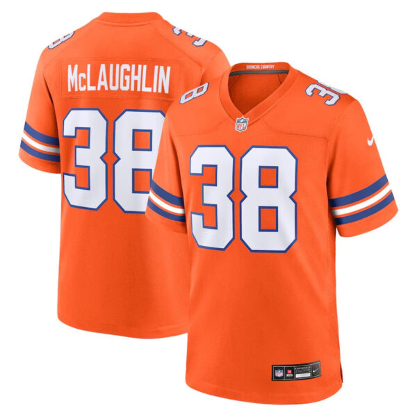 Denver Broncos #38 Jaleel Mclaughlin Mile High Collection 1977 Throwback Player Game Jersey – Orange 1