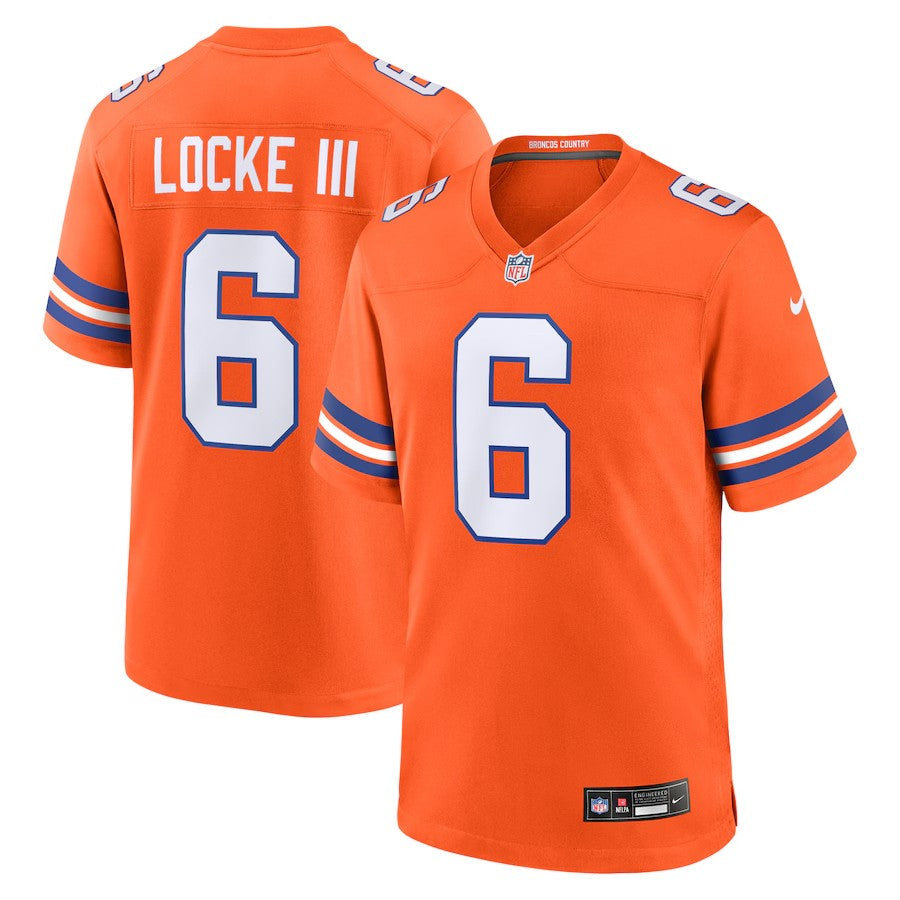 Denver Broncos #6 PJ Locke III Mile High Collection 1977 Throwback Player Game Jersey – Orange 1