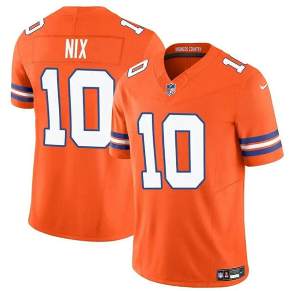 Denver Broncos #10 Bo Nix Orange FUSE Mile High Collection 1977 Jersey