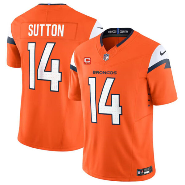 Denver Broncos #14 Courtland Sutton Orange 2024 FUSE With 4 Star C Patch Jersey