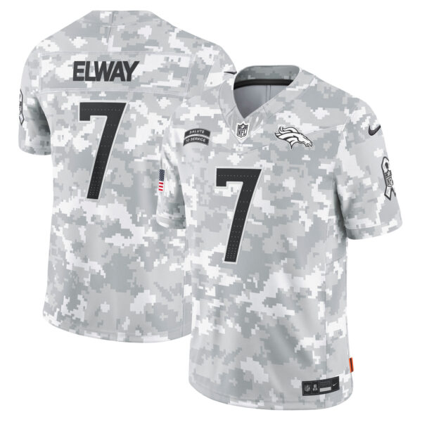 John Elway Denver Broncos Nike 2024 Salute To Service Retired Player Limited Jersey Arctic Camo