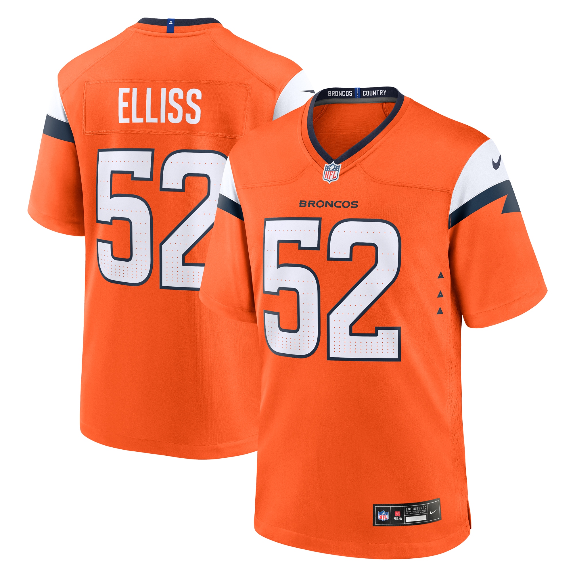 Jonah Elliss Denver Broncos Nike Team Game Jersey Orange