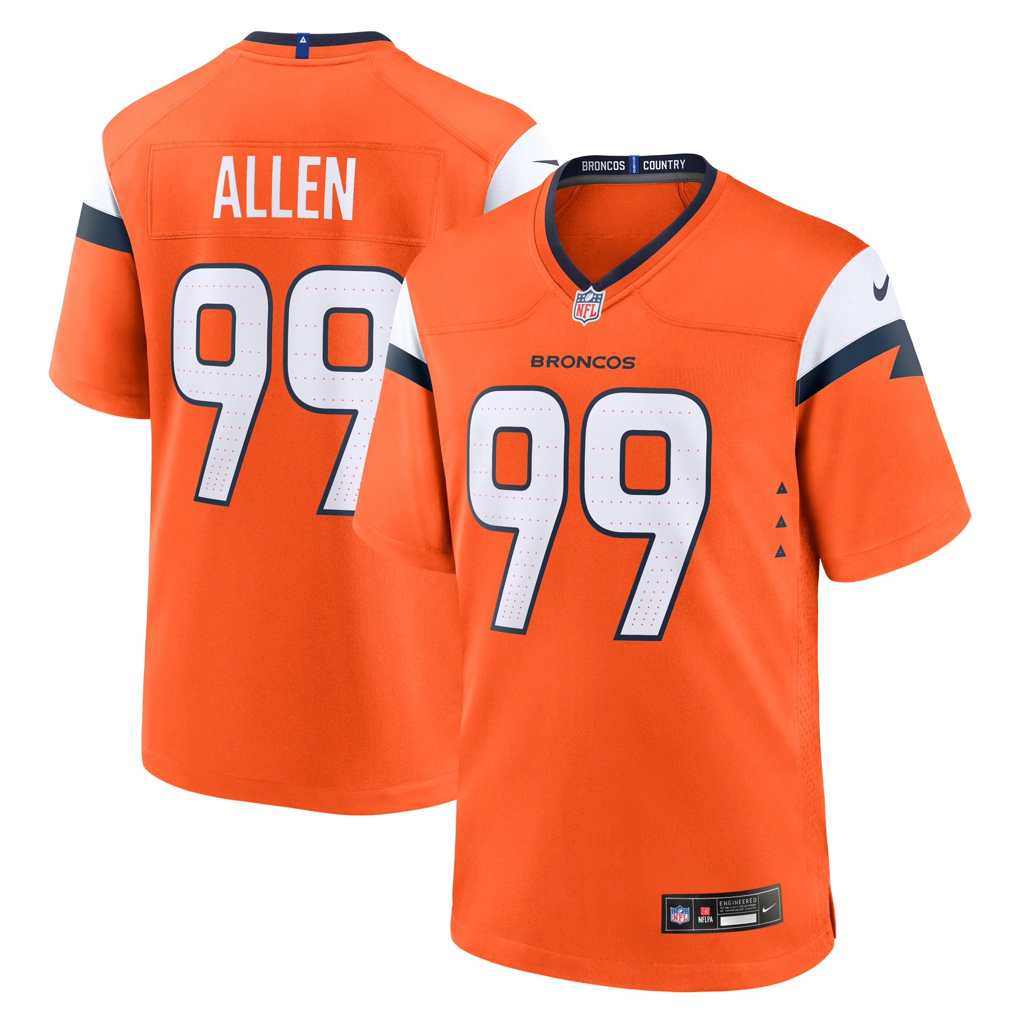 Zach Allen Denver Broncos Nike Team Game Jersey Orange